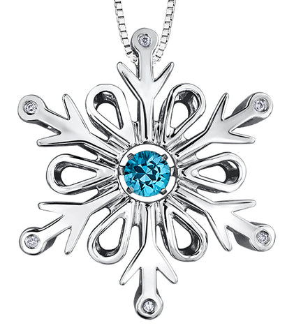 Sterling Silver 'Dancing' Blue Topaz Snowflake