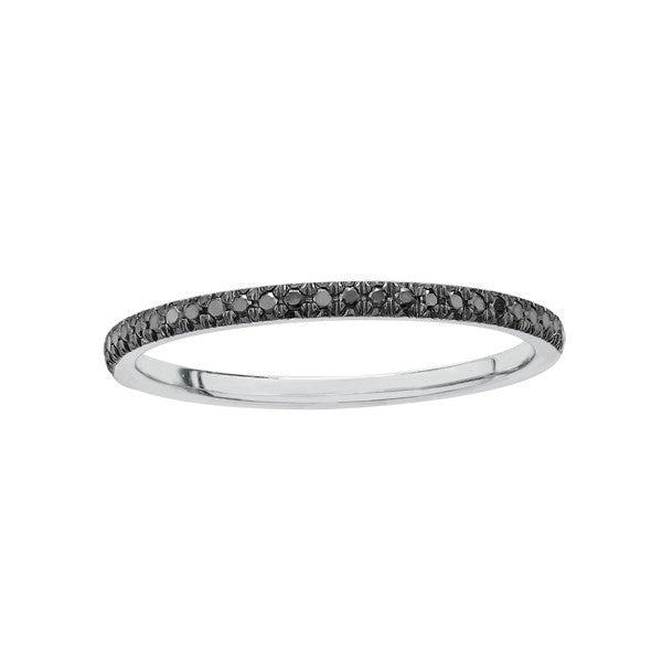 10k White Gold Black Diamond Fine Wedding Band | 0.10cttw | Black Rhodium | Whistler Keepsake