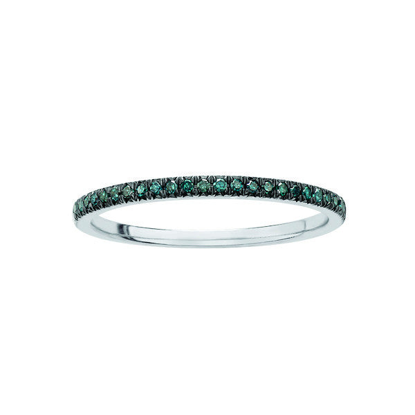 10k White Gold Blue Diamond Fine Wedding Band | 0.10cttw | Black Rhodium | Whistler Keepsake