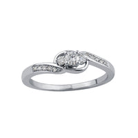 10k White Gold Canadian Diamond Delicate 3 Across Engagement Ring | 0.20cttw | Whistler Bridal