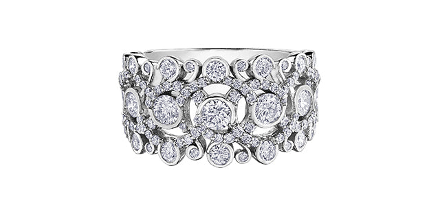 14k White Gold Canadian Diamond Antique Crown Anniversary Ring | 1.76cttw | Luxury Whistler Keepsake