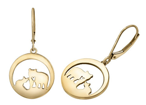 14k Canadian Gold Jeanie Bear Drop Earrings