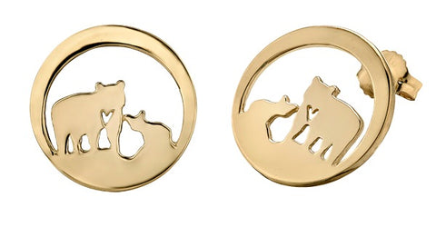 14k Canadian Gold Jeanie Bear Stud Earrings
