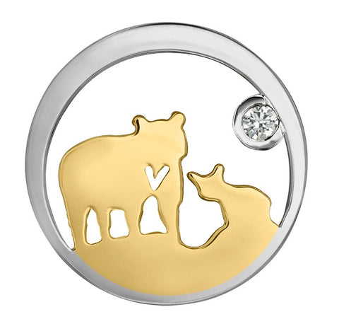 14k Canadian Gold Jeanie Bear Pendant with Canadian Diamond - Medium
