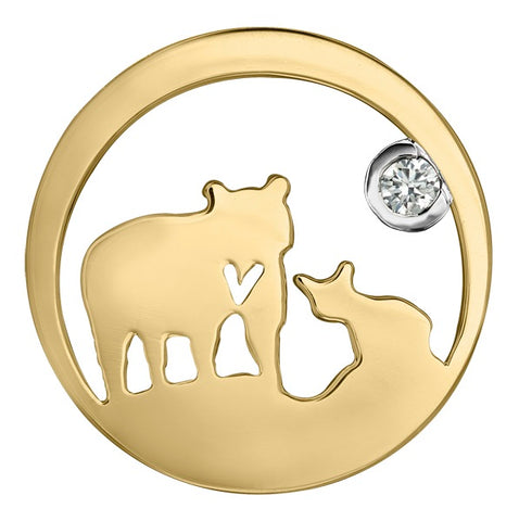 14k Canadian Gold Jeanie Bear Pendant with Canadian Diamond - Medium